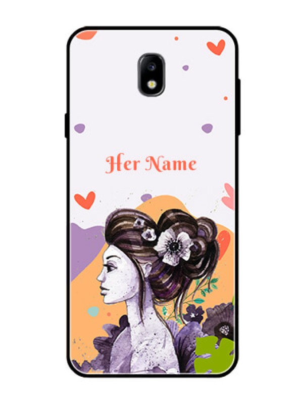 Custom Galaxy J7 Pro Personalized Glass Phone Case - Woman And Nature Design