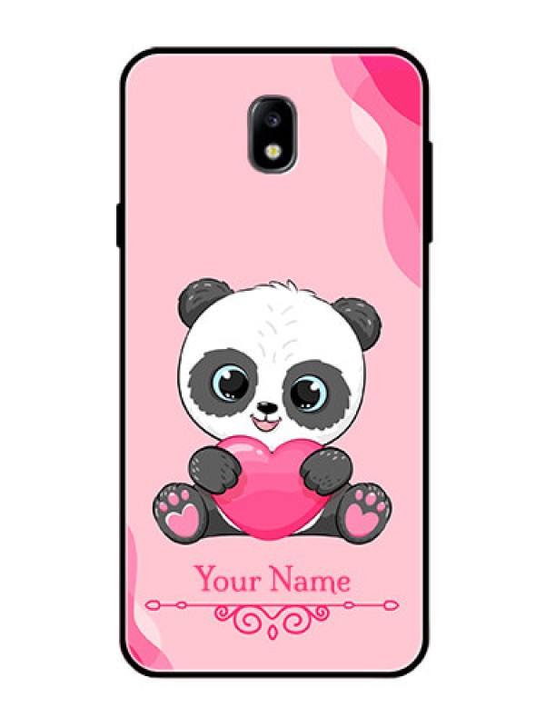 Custom Galaxy J7 Pro Custom Glass Mobile Case - Cute Panda Design