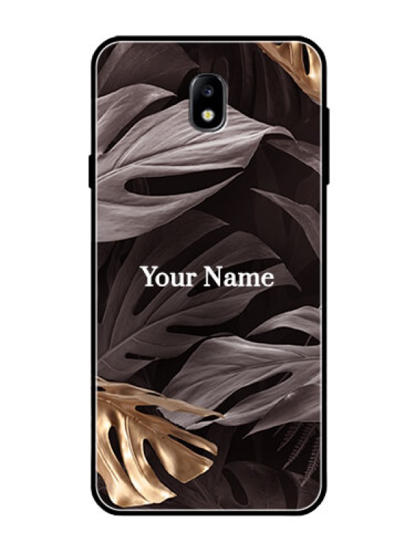 Custom Galaxy J7 Pro Personalised Glass Phone Case - Wild Leaves digital paint Design