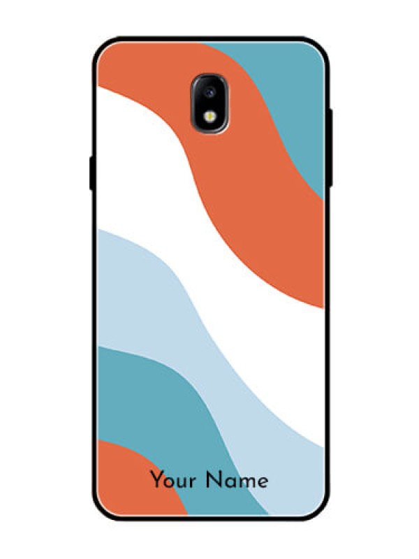 Custom Galaxy J7 Pro Custom Glass Mobile Case - coloured Waves Design
