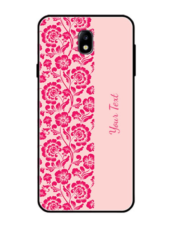 Custom Galaxy J7 Pro Custom Glass Phone Case - Attractive Floral Pattern Design