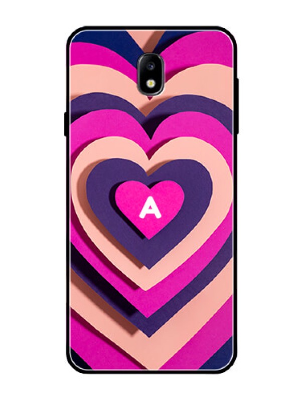 Custom Galaxy J7 Pro Custom Glass Mobile Case - Cute Heart Pattern Design