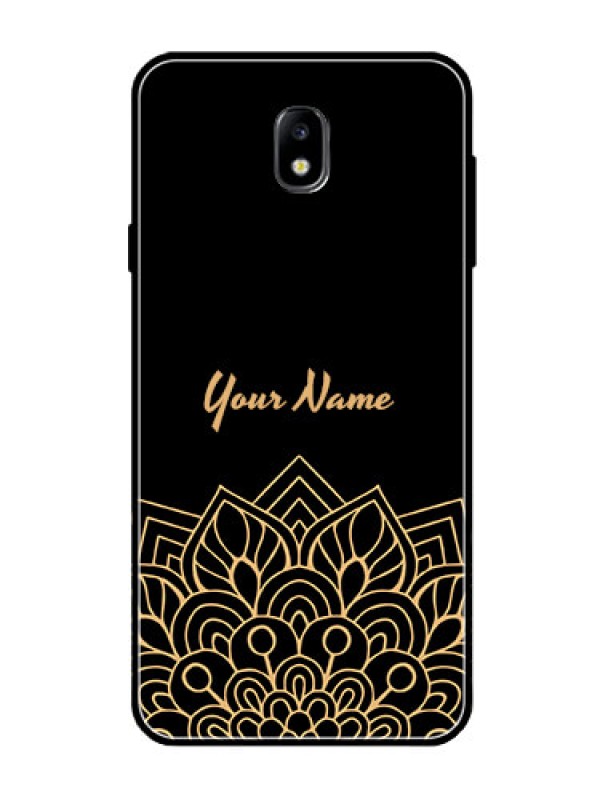 Custom Galaxy J7 Pro Custom Glass Phone Case - Golden mandala Design