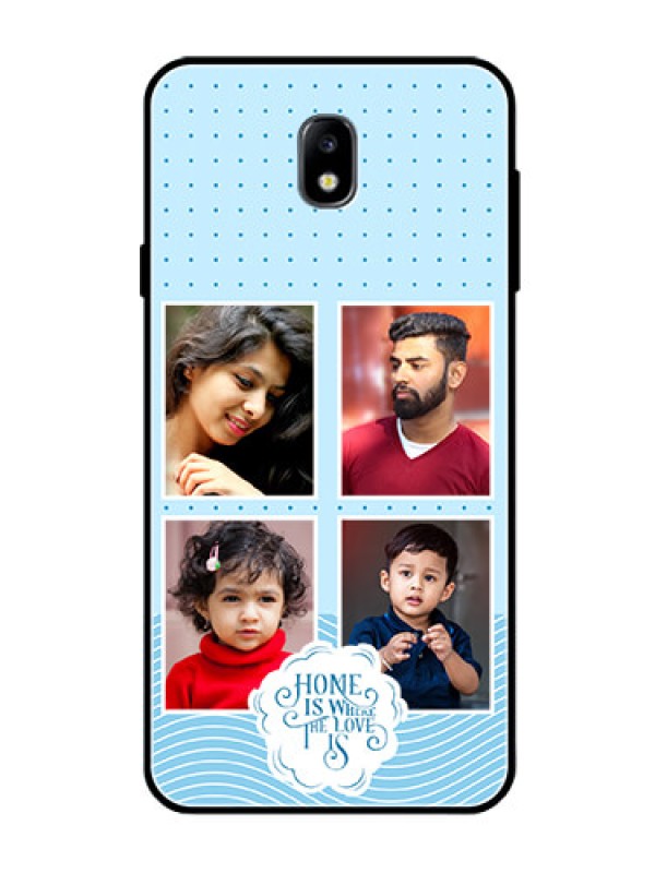 Custom Galaxy J7 Pro Custom Glass Phone Case - Cute love quote with 4 pic upload Design