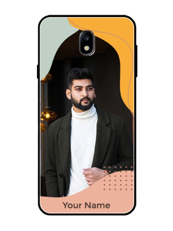 Custom Galaxy J7 Pro Personalized Glass Phone Case - Tri-coloured overlay design