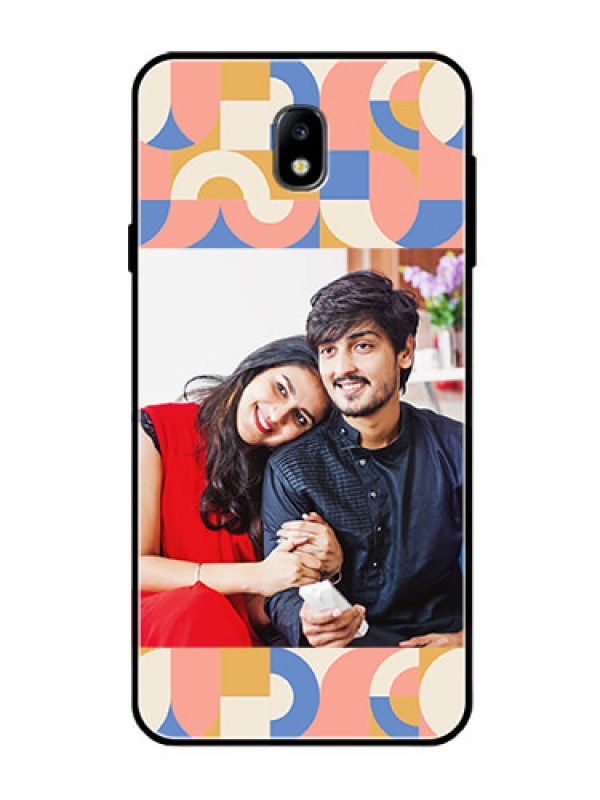 Custom Galaxy J7 Pro Photo Printing on Glass Case - Semi-circle Maze Pattern Design