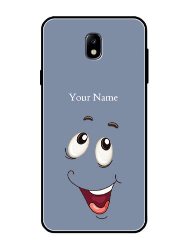 Custom Galaxy J7 Pro Photo Printing on Glass Case - Laughing Cartoon Face Design