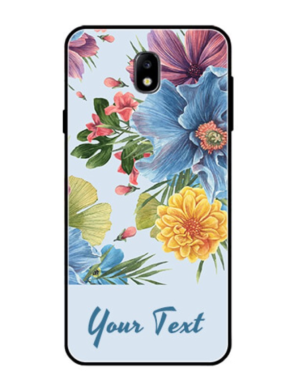 Custom Galaxy J7 Pro Custom Glass Mobile Case - Stunning Watercolored Flowers Painting Design