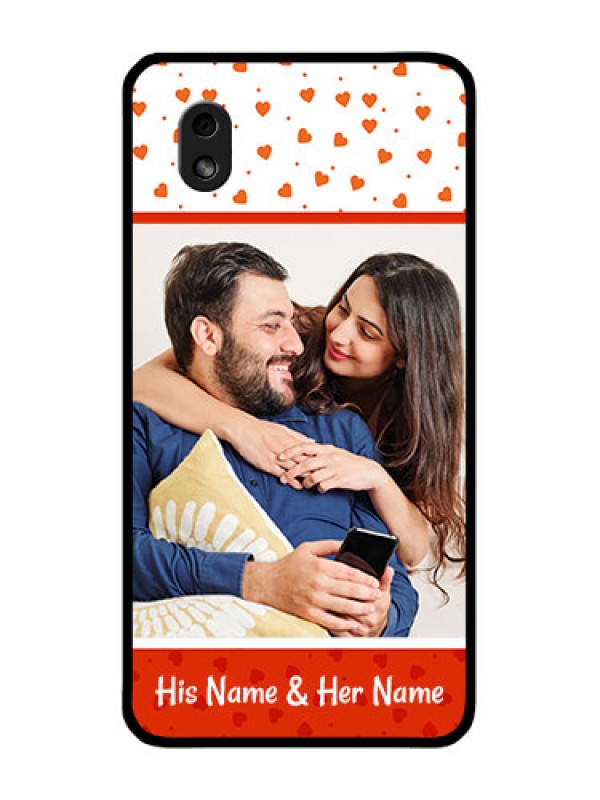 Custom Galaxy M01 Core Custom Glass Phone Case - Orange Love Symbol Design