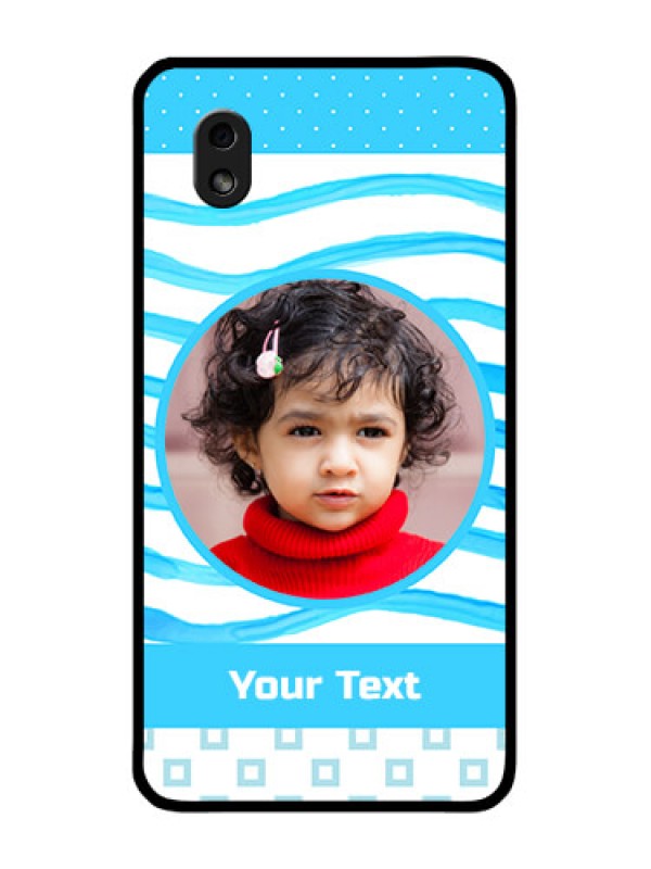 Custom Galaxy M01 Core Custom Glass Phone Case - Simple Blue Case Design