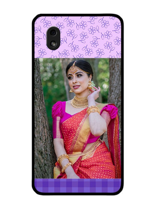 Custom Galaxy M01 Core Custom Glass Phone Case - Purple Floral Design