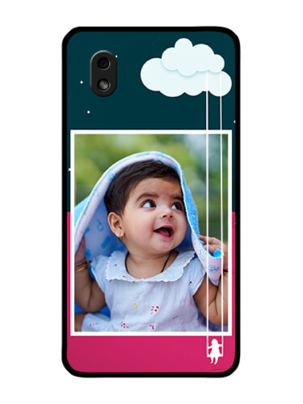 Custom Galaxy M01 Core Custom Glass Phone Case - Cute Girl with Cloud Design