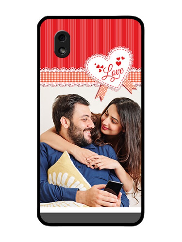 Custom Galaxy M01 Core Custom Glass Mobile Case - Red Love Pattern Design