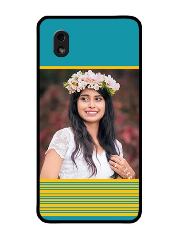 Custom Galaxy M01 Core Custom Glass Phone Case - Yellow & Blue Design