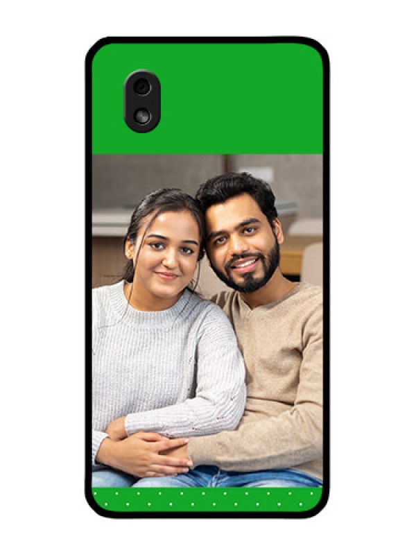 Custom Galaxy M01 Core Personalized Glass Phone Case - Green Pattern Design
