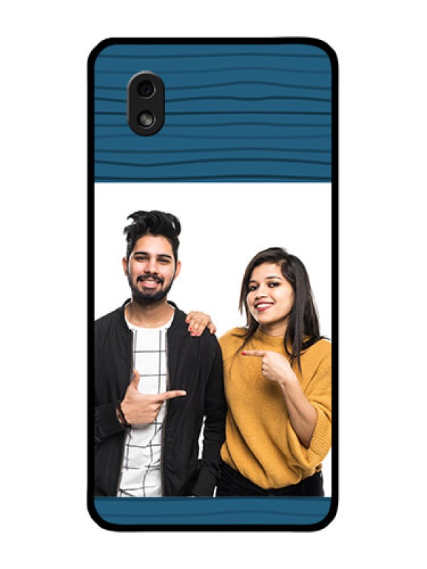 Custom Galaxy M01 Core Custom Glass Phone Case - Blue Pattern Cover Design