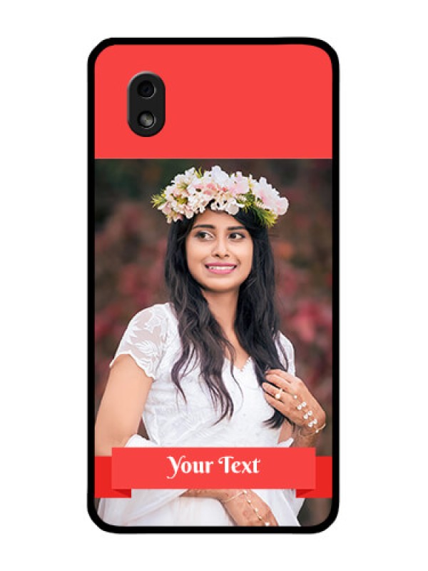 Custom Galaxy M01 Core Custom Glass Phone Case - Simple Red Color Design