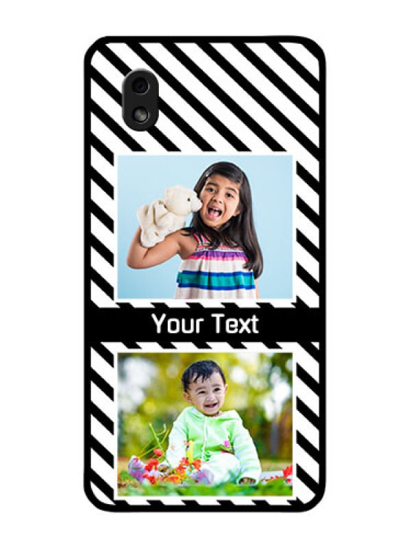 Custom Galaxy M01 Core Photo Printing on Glass Case - Black And White Stripes Design