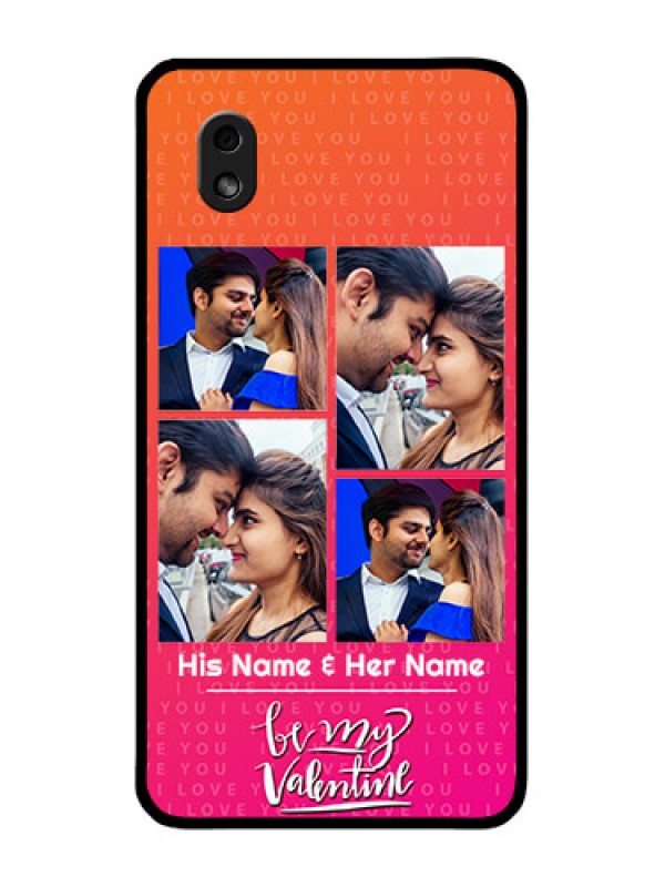 Custom Galaxy M01 Core Custom Glass Phone Case - I Love You Pink Design