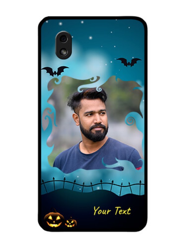 Custom Galaxy M01 Core Custom Glass Phone Case - Halloween frame design