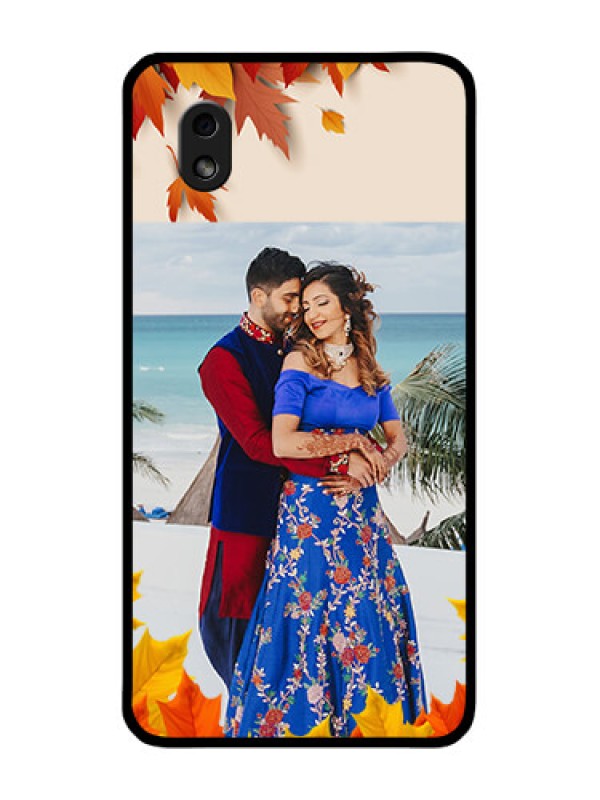 Custom Galaxy M01 Core Photo Printing on Glass Case - Autumn Maple Leaves Design