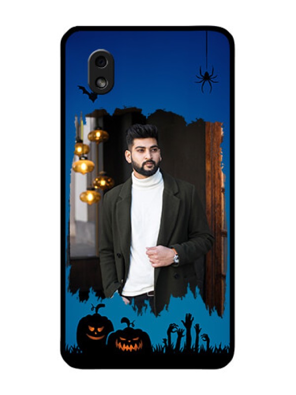 Custom Galaxy M01 Core Photo Printing on Glass Case - with pro Halloween design