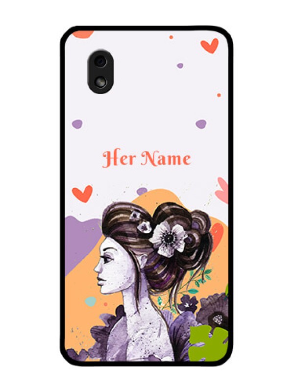 Custom Galaxy M01 Core Personalized Glass Phone Case - Woman And Nature Design