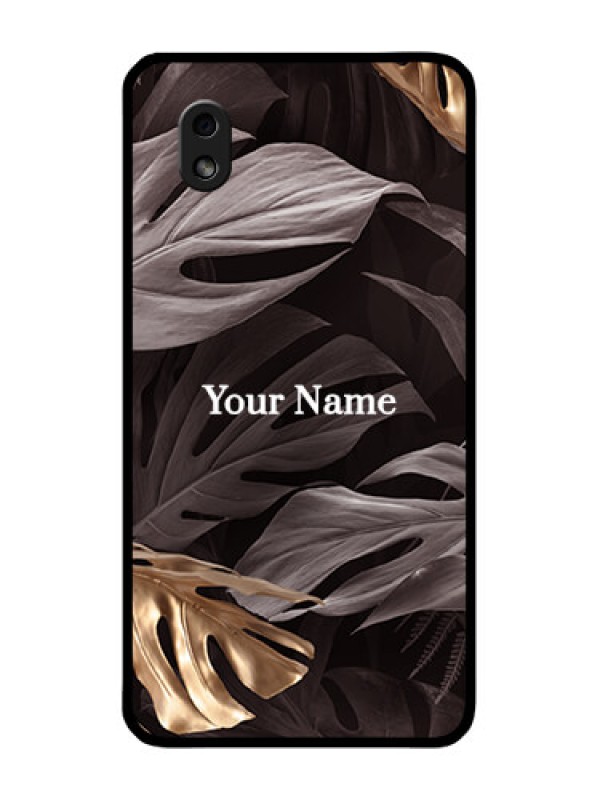 Custom Galaxy M01 Core Personalised Glass Phone Case - Wild Leaves digital paint Design