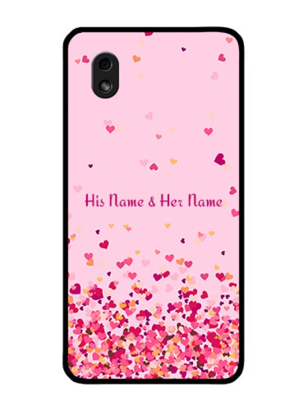 Custom Galaxy M01 Core Photo Printing on Glass Case - Floating Hearts Design