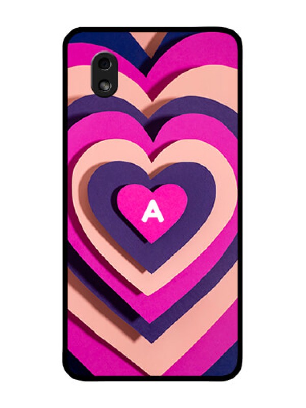 Custom Galaxy M01 Core Custom Glass Mobile Case - Cute Heart Pattern Design