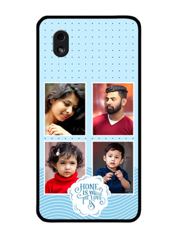 Custom Galaxy M01 Core Custom Glass Phone Case - Cute love quote with 4 pic upload Design