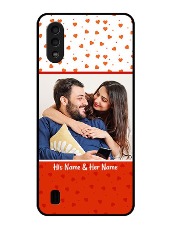 Custom Galaxy M01 Custom Glass Phone Case - Orange Love Symbol Design