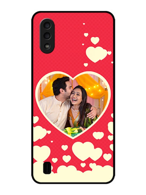 Custom Galaxy M01 Custom Glass Mobile Case - Love Symbols Phone Cover Design