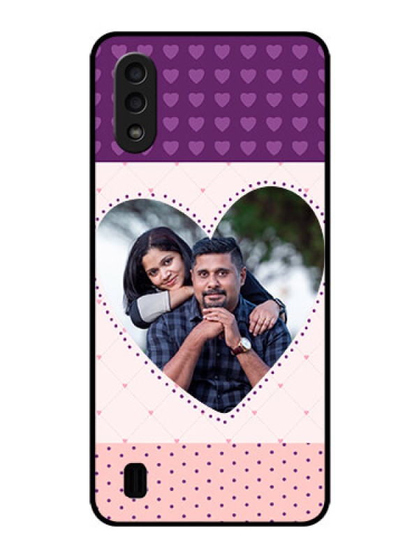 Custom Galaxy M01 Custom Glass Phone Case - Violet Love Dots Design