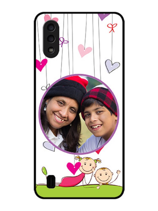 Custom Galaxy M01 Photo Printing on Glass Case - Cute Kids Phone Case Design