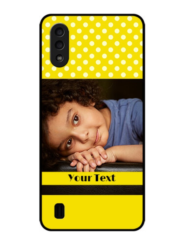 Custom Galaxy M01 Custom Glass Phone Case - Bright Yellow Case Design