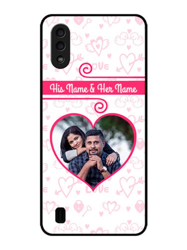 Custom Galaxy M01 Personalized Glass Phone Case - Heart Shape Love Design