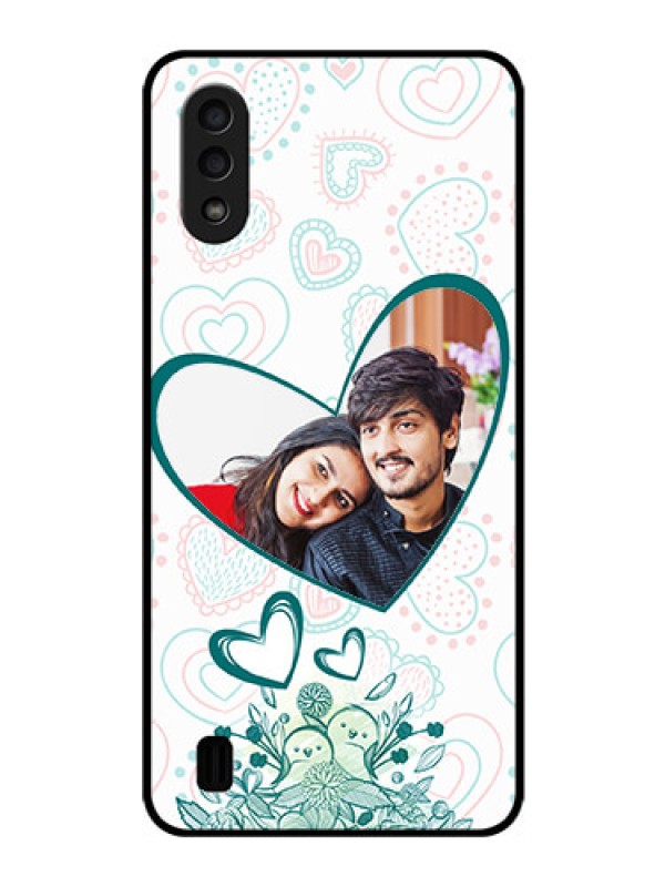 Custom Galaxy M01 Photo Printing on Glass Case - Premium Couple Design