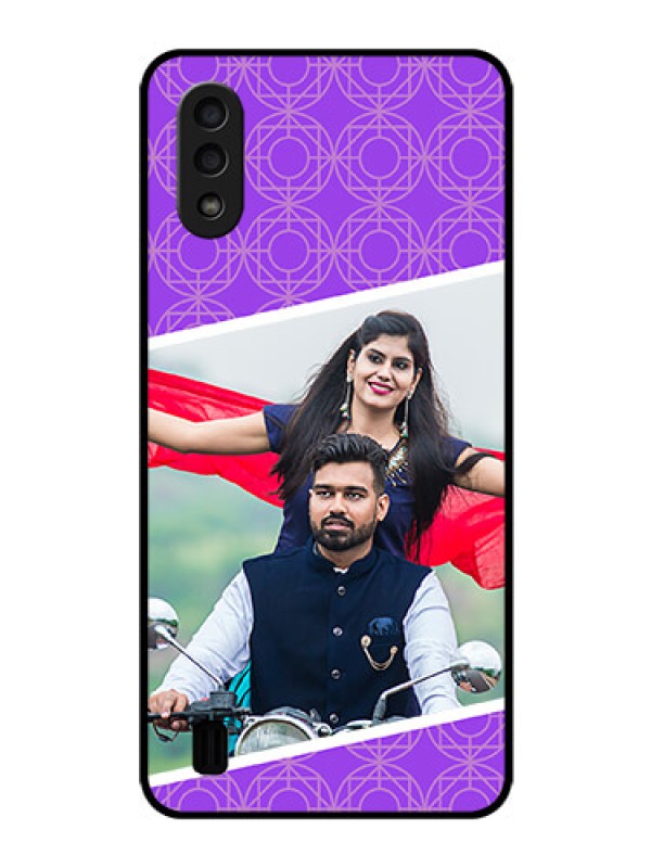 Custom Galaxy M01 Custom Glass Phone Case - Violet Pattern Design