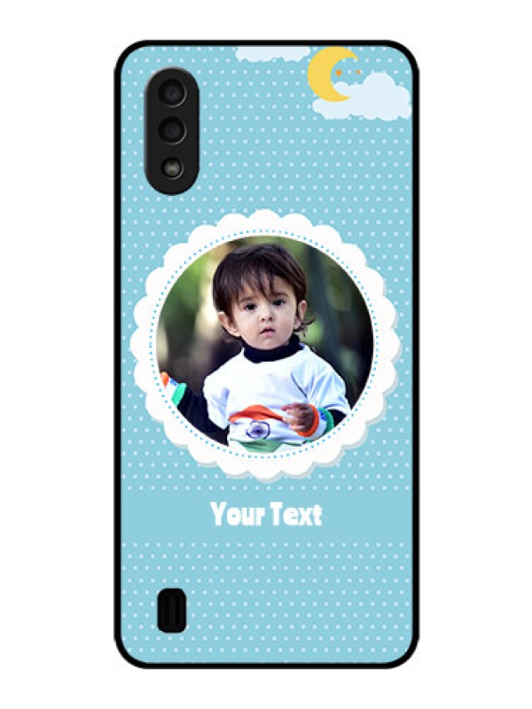 Custom Galaxy M01 Personalised Glass Phone Case - Violet Pattern Design