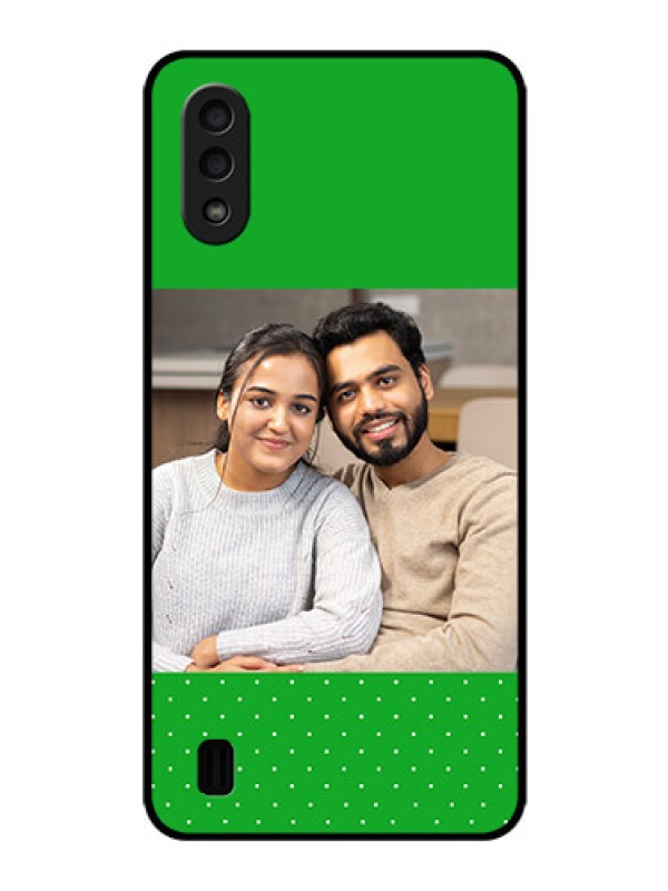 Custom Galaxy M01 Personalized Glass Phone Case - Green Pattern Design