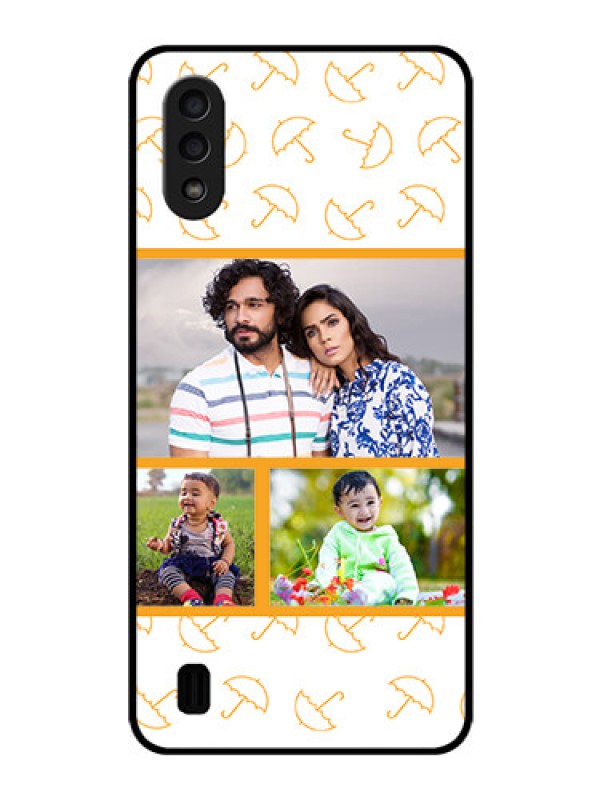 Custom Galaxy M01 Custom Glass Mobile Case - Yellow Pattern Design