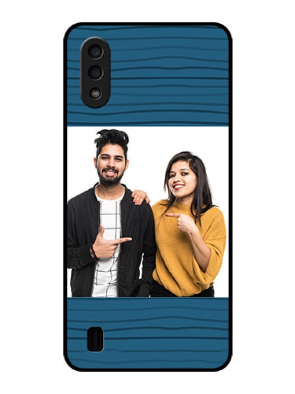 Custom Galaxy M01 Custom Glass Phone Case - Blue Pattern Cover Design