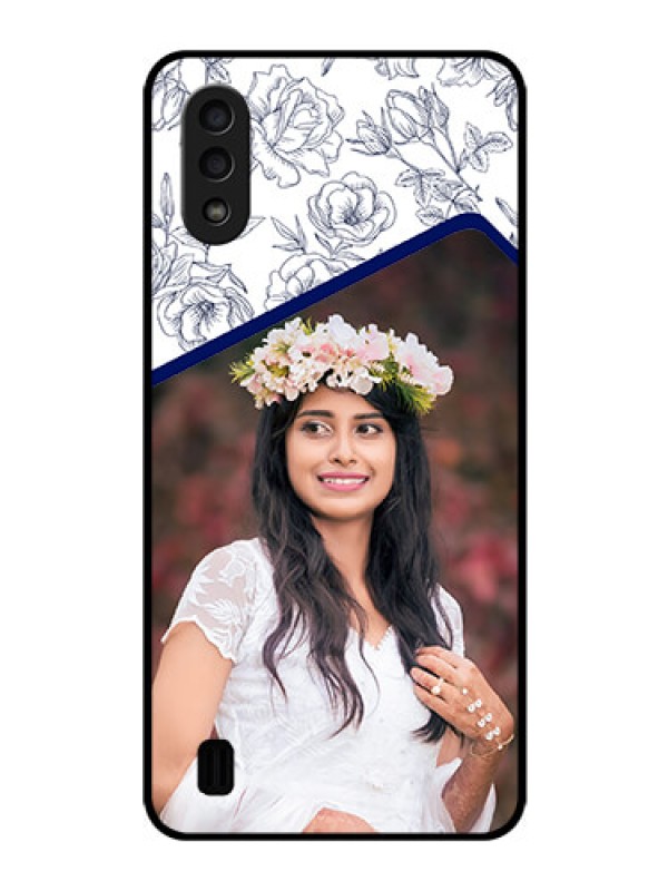 Custom Galaxy M01 Personalized Glass Phone Case - Premium Floral Design