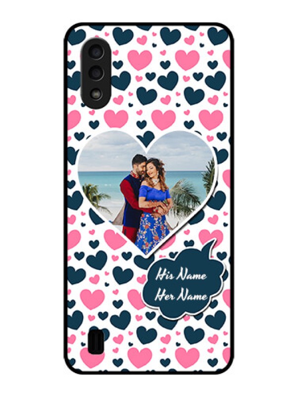 Custom Galaxy M01 Custom Glass Phone Case - Pink & Blue Heart Design