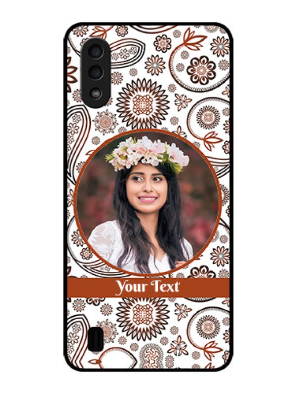Custom Galaxy M01 Custom Glass Mobile Case - Abstract Flower Design