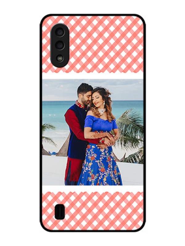 Custom Galaxy M01 Personalized Glass Phone Case - Pink Pattern Design