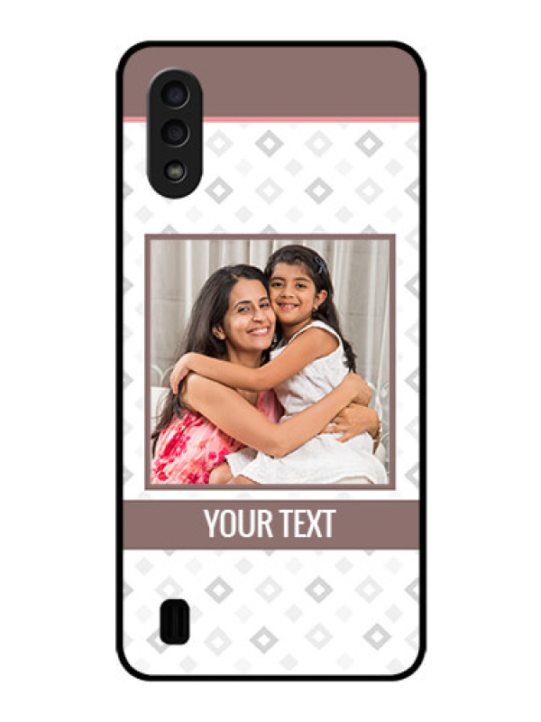 Custom Galaxy M01 Photo Printing on Glass Case - Simple Diamond Design