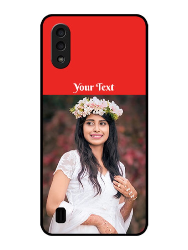 Custom Galaxy M01 Custom Glass Phone Case - Simple Red Color Design