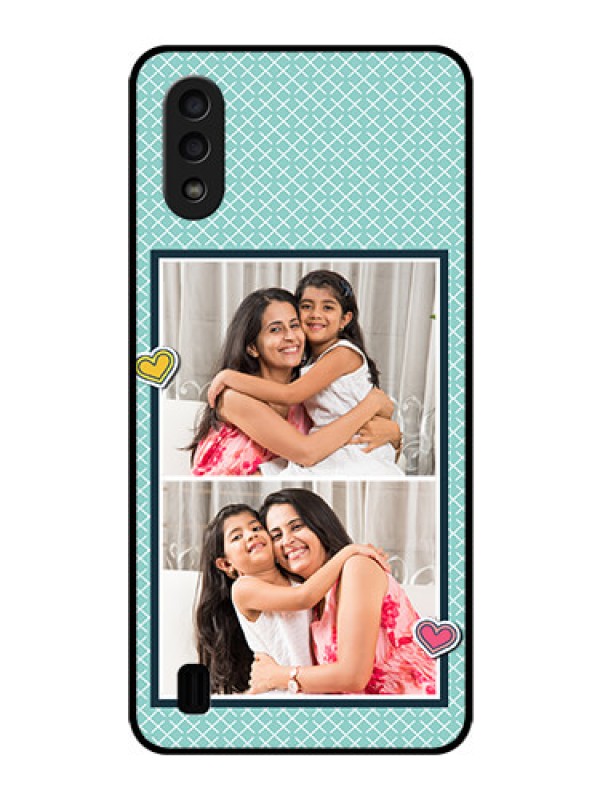 Custom Galaxy M01 Custom Glass Phone Case - 2 Image Holder with Pattern Design